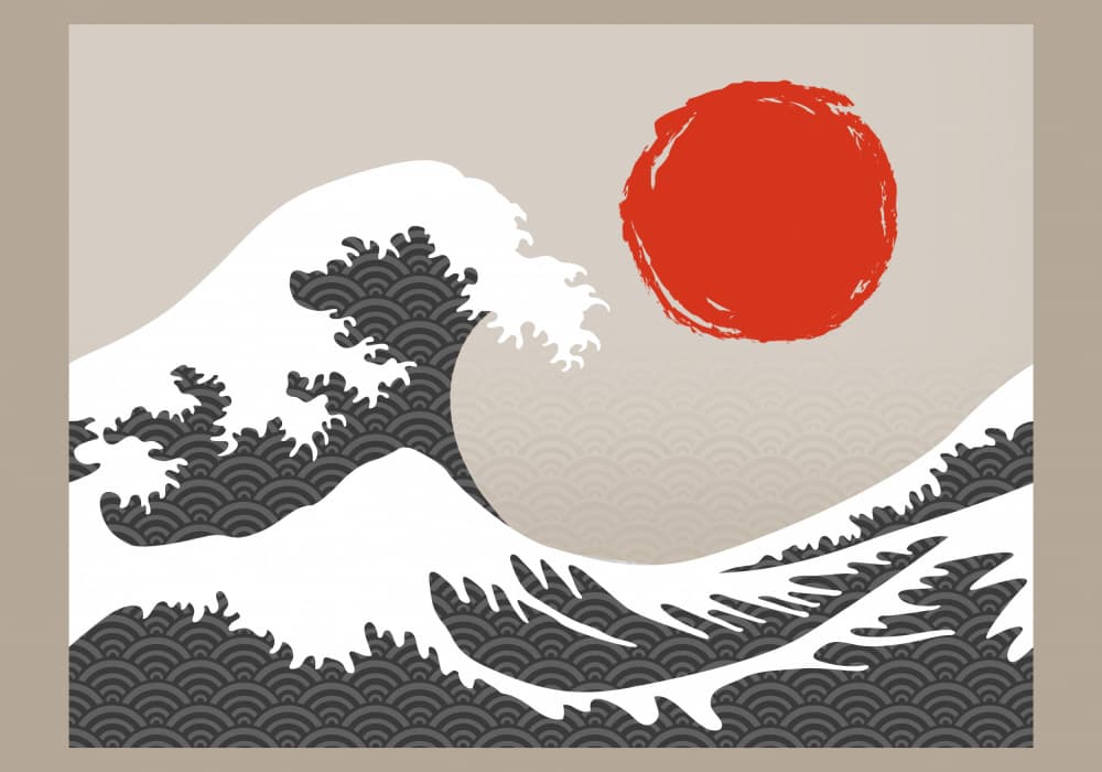 Japanese Wave and Sun by Fadil Roze — canvas wall art
