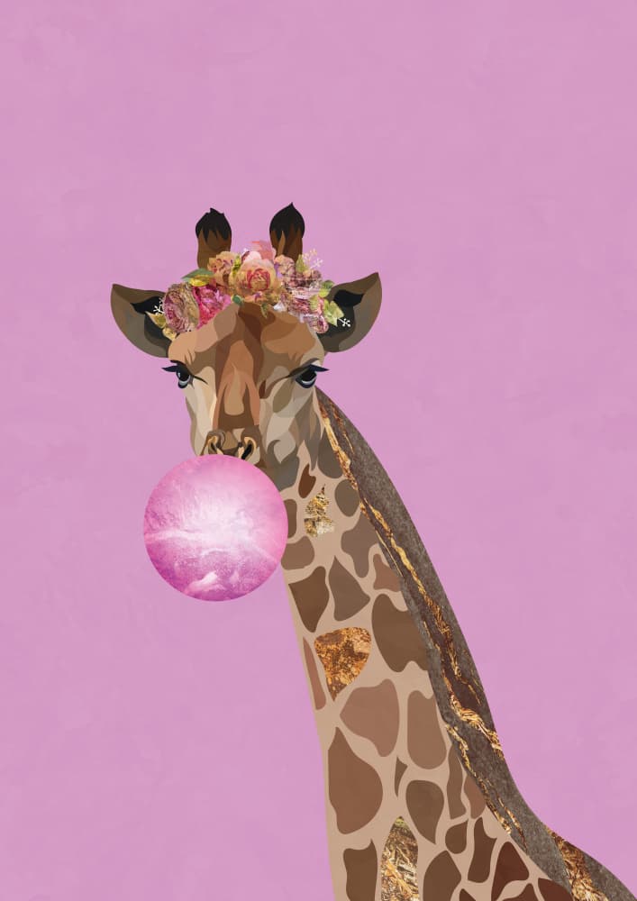 Pink Bubblegum Giraffe by Sarah Manovski — canvas wall art
