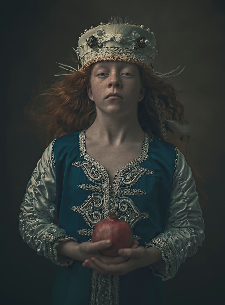 Red Haired Princess Pomegranate by Ewa Cwikla — canvas wall art