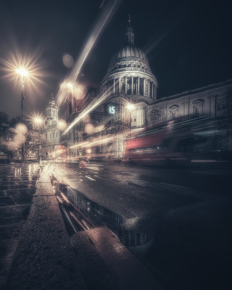 London Night Reflections by David George — canvas wall art