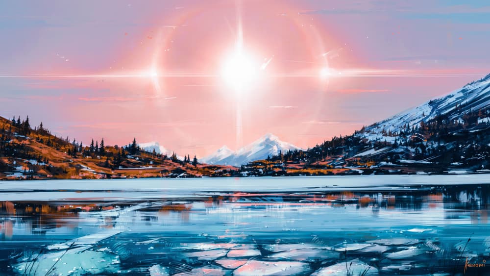 Winter Lake Glow by Alena Aenami — canvas wall art