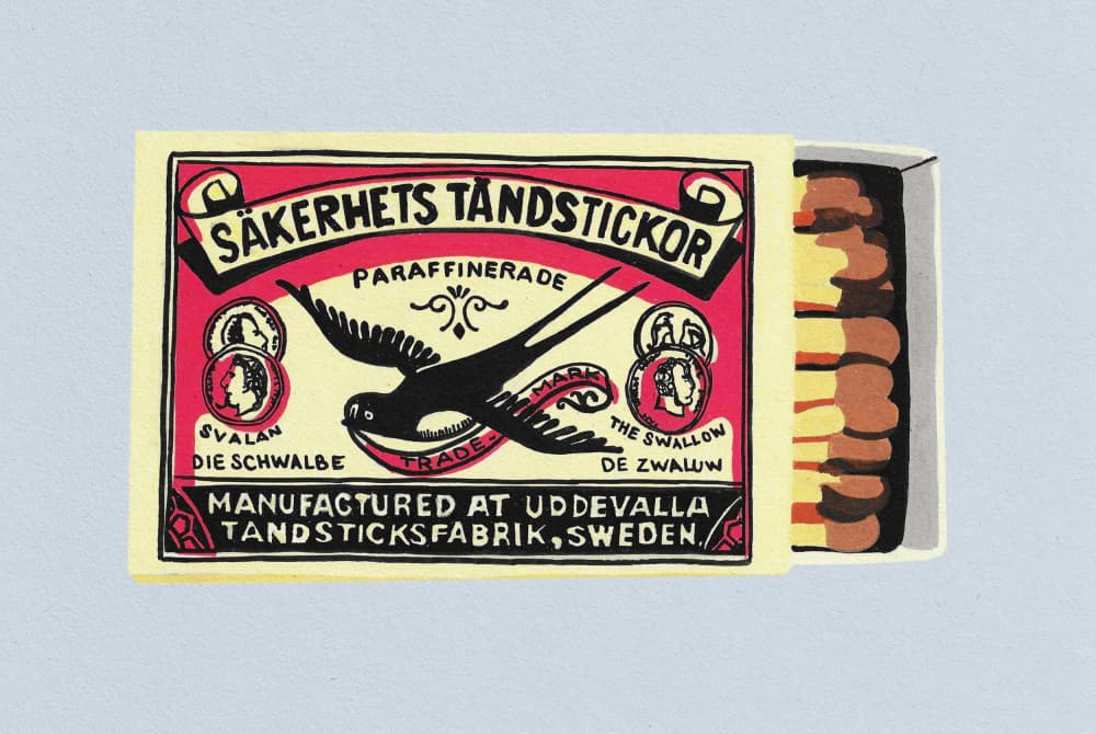 Vintage Swallow Matchbox by Studio Mandariini — canvas wall art