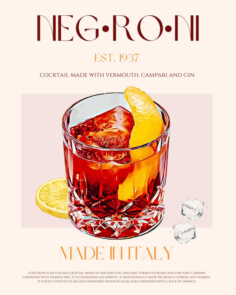 Classic Negroni Cocktail by Nazma Khokhar — canvas wall art