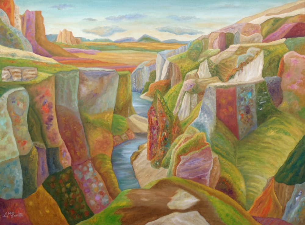 Vibrant Layered Canyon by Angeles M. Pomata — canvas wall art
