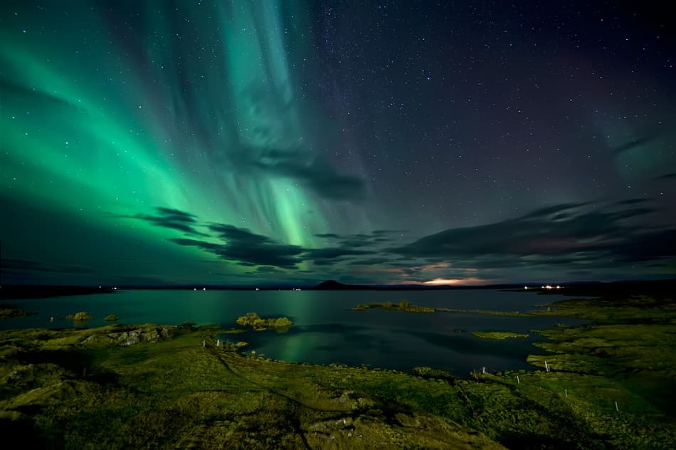 Northern Lights Lake Glow by Liloni Luca — canvas wall art