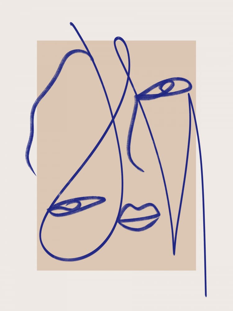 Abstract Line Face by Little Dean — canvas wall art