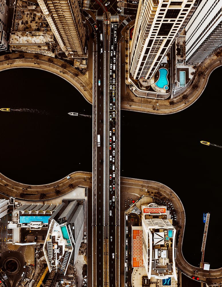 Aerial City Bridge Traffic by Carmine Chiriacò — canvas wall art