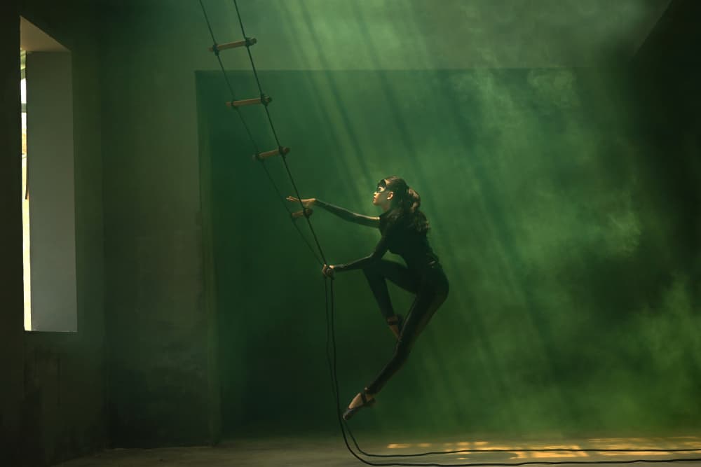 Graceful Climb in Green Light by Ajar Setiadi — canvas wall art
