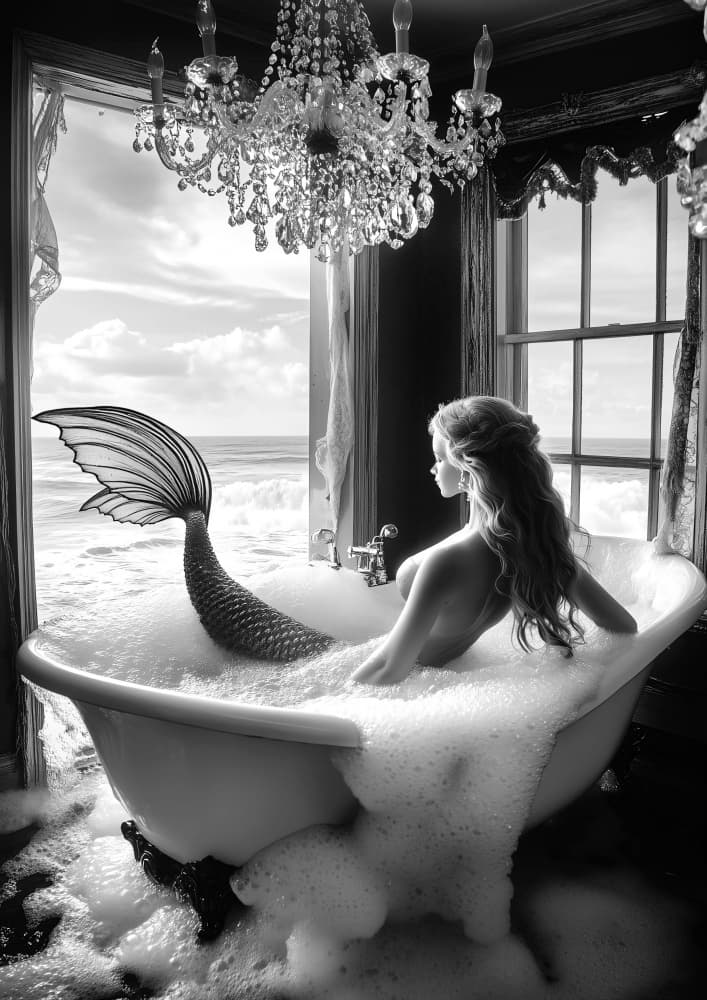 Mermaid Ocean Bath by Niky Rahner — canvas wall art