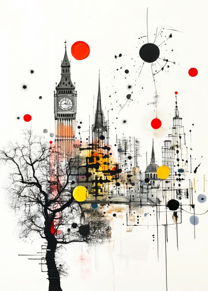 London Abstract Cityscape by Justyna Jaszke — canvas wall art