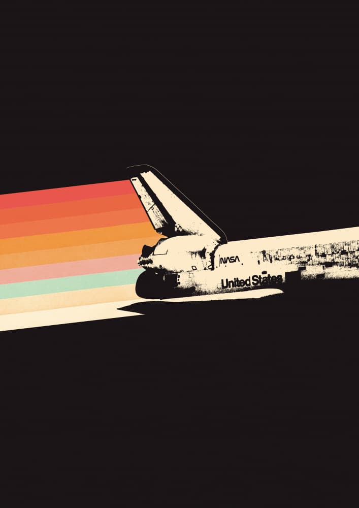 Space Shuttle Rainbow Trail by Florent Bodart — canvas wall art