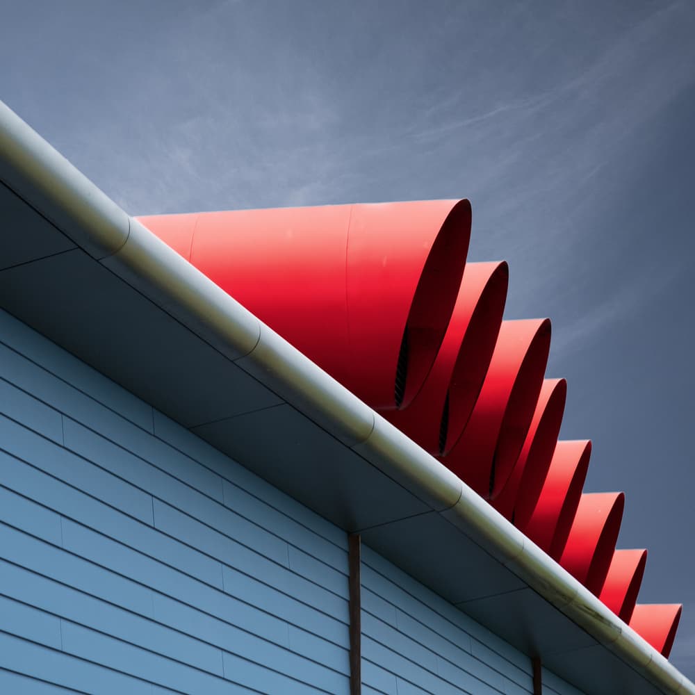 Red Architectural Curves by Harry Verschelden — canvas wall art