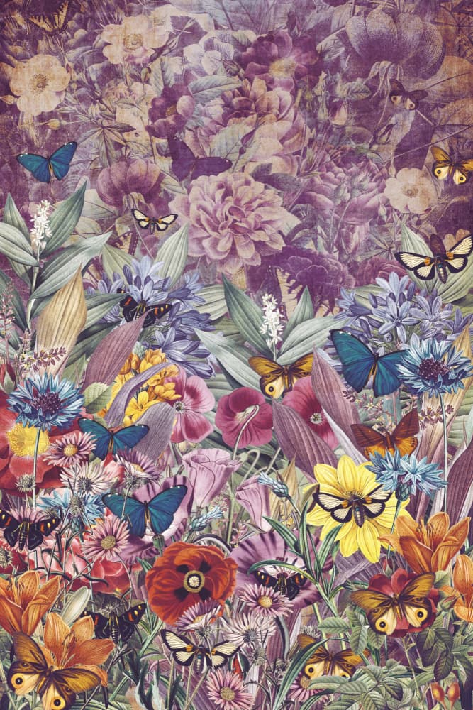 Vibrant Butterfly Garden by Simon Goggin — canvas wall art