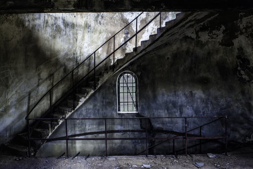 Abandoned Stairwell Window by Georgios Bero — canvas wall art