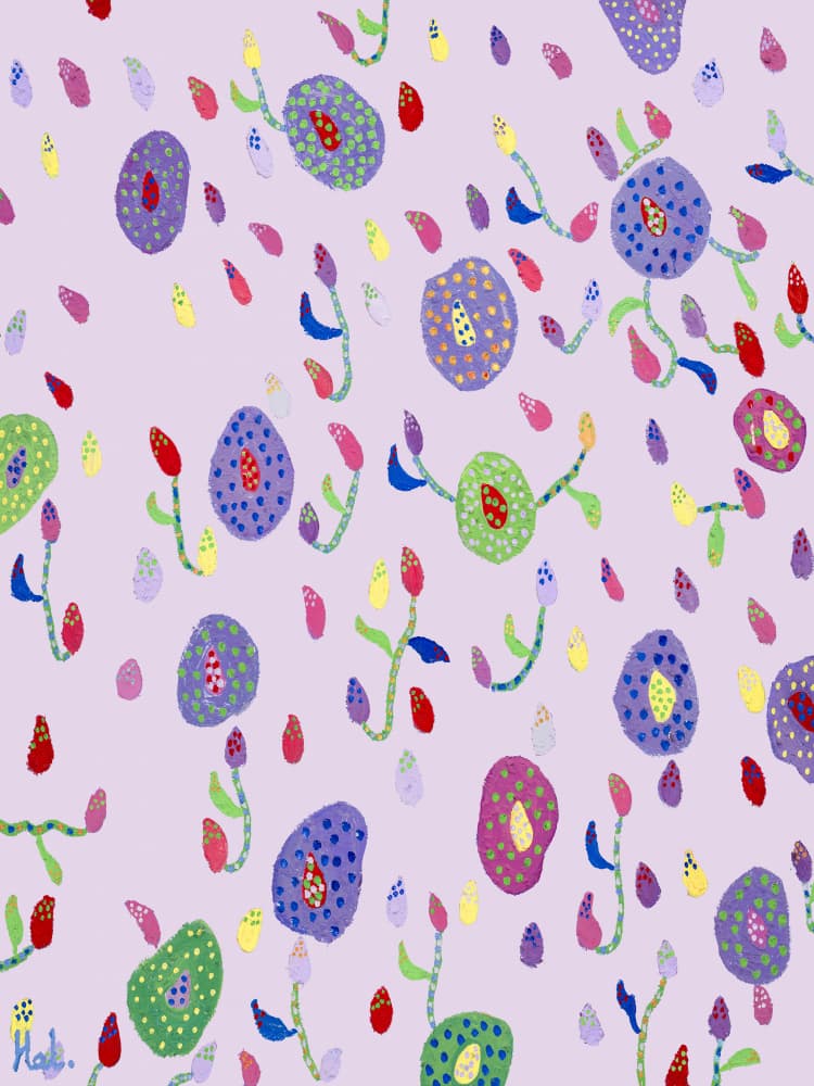 Whimsical Dotted Flowers by Helen Joynson — canvas wall art