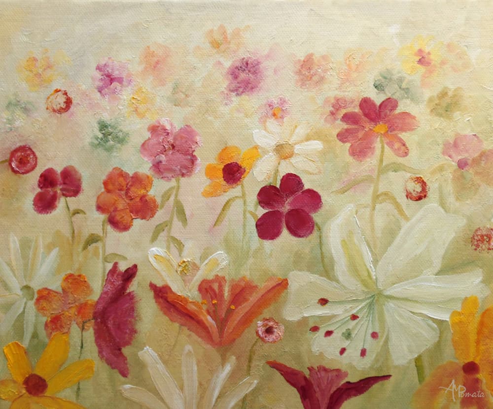 Vibrant Flower Garden by Angeles M. Pomata — canvas wall art