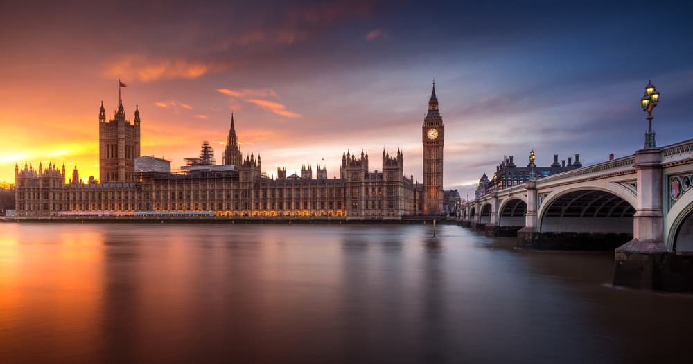 London Big Ben Sunset Glow by Merakiphotographer — canvas wall art