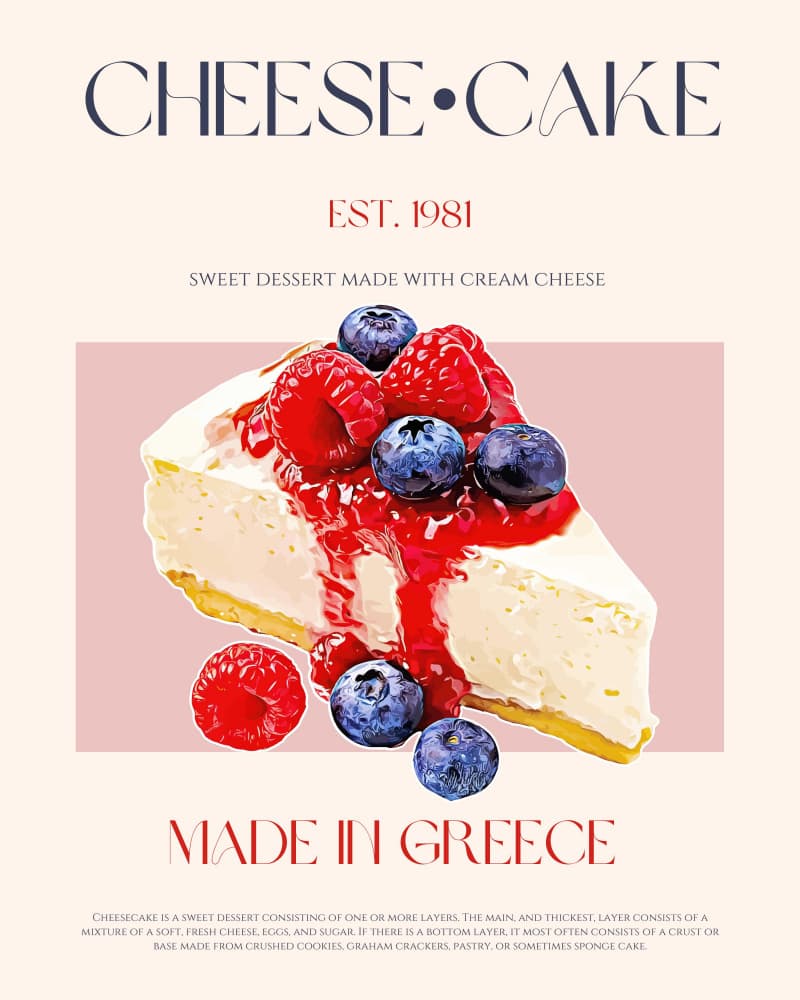 Greek Berry Cheesecake by Nazma Khokhar — canvas wall art