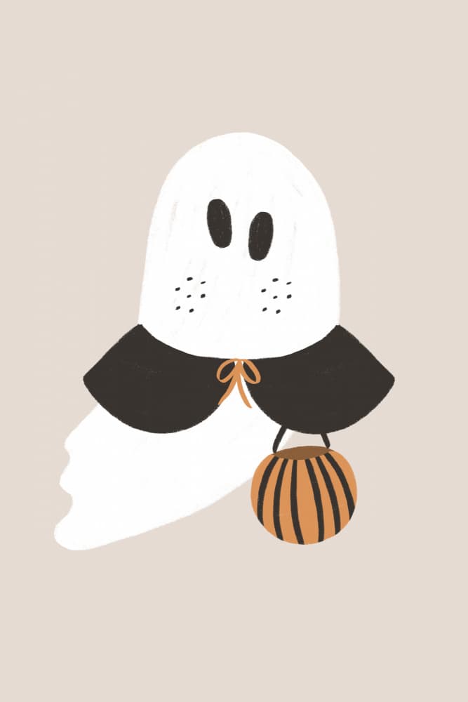 Cute Halloween Ghost by Menina Lisboa — canvas wall art