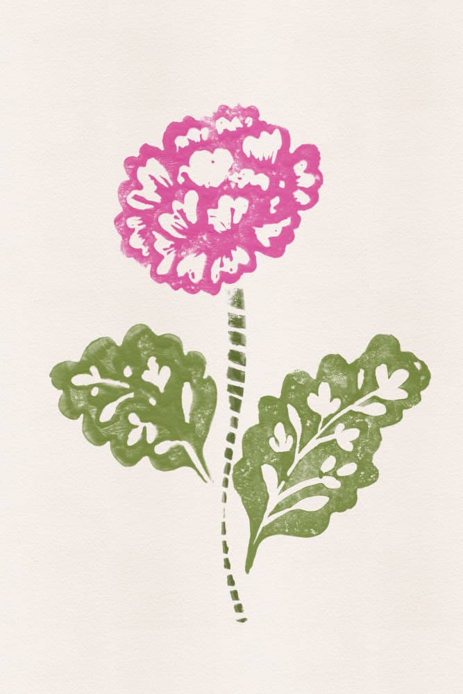 Pink Block Print Flower by Melissa McKeagney — canvas wall art