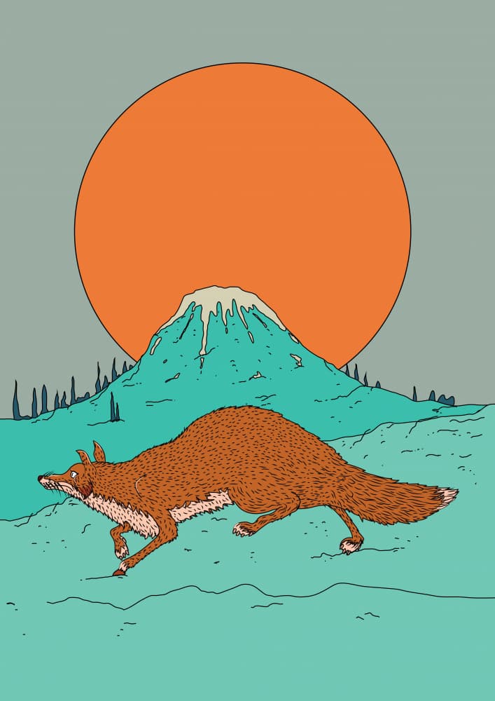 Running Fox Mountain Sun by Nicholas — canvas wall art