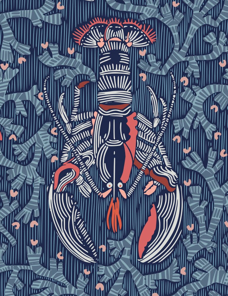 Deep Blue Lobster by Annick — canvas wall art