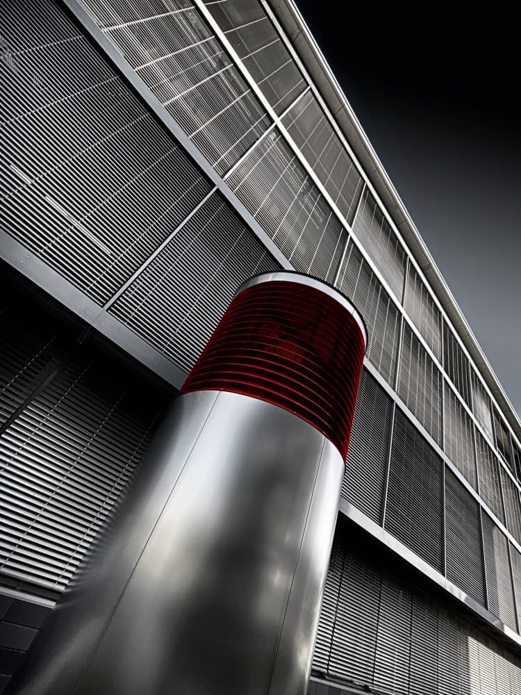 Red Accent Architecture by Roland Weber — canvas wall art