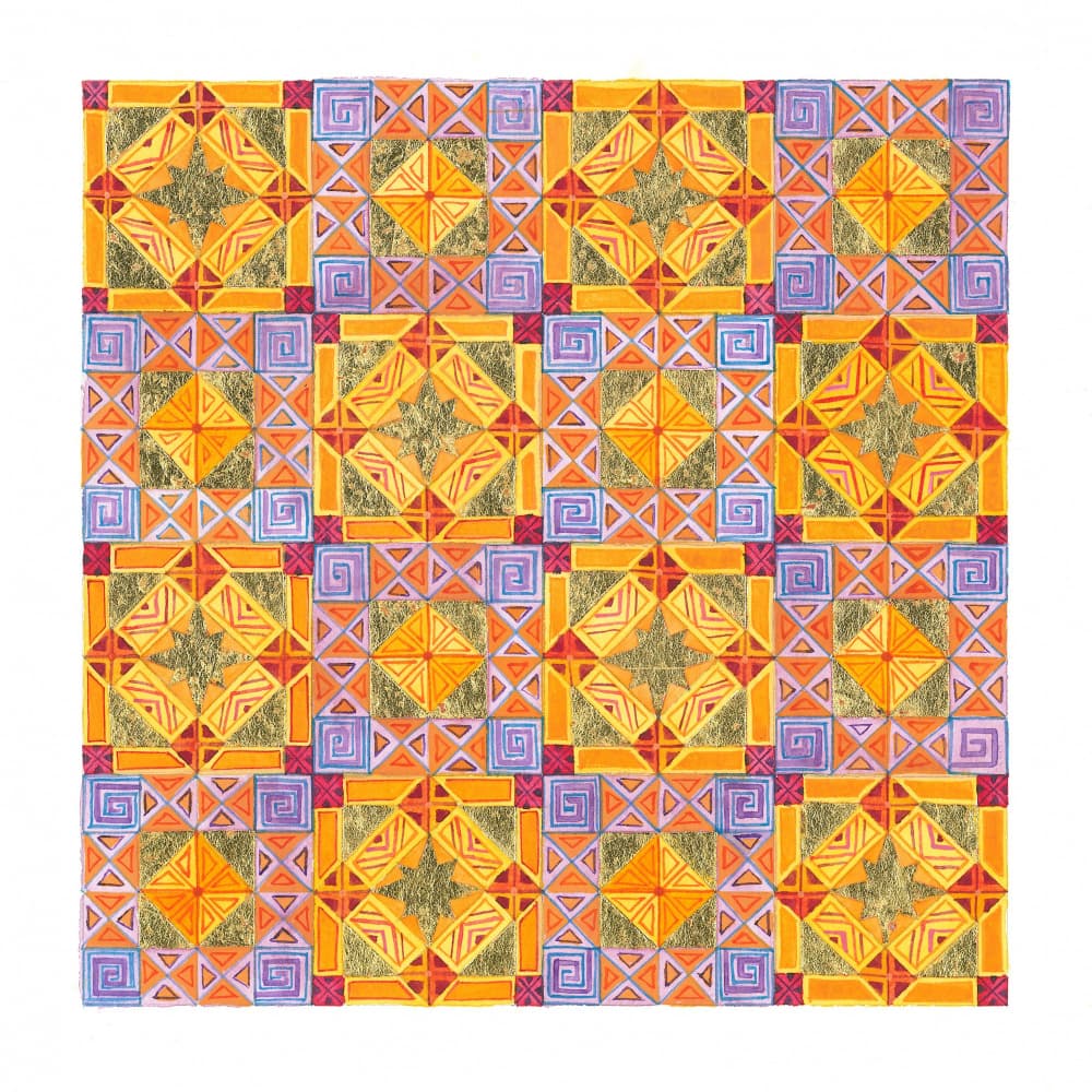 Tile Pattern Gold and mauve by Isabelle Brent — canvas wall art