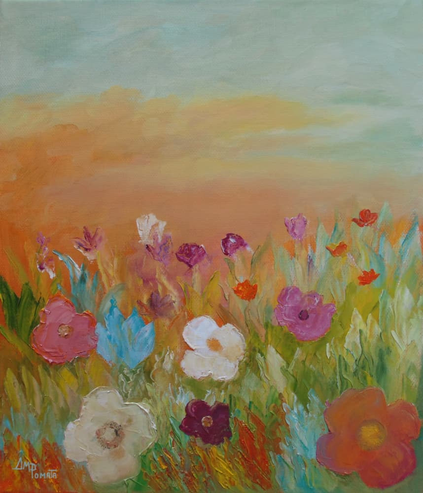Vibrant Flower Field by Angeles M. Pomata — canvas wall art
