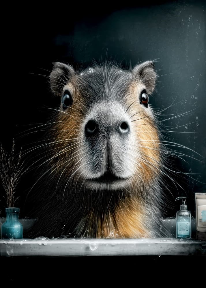 Capybara Bath Time by Justyna Jaszke — canvas wall art