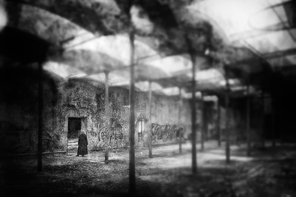 Lonely Figure Dark Hall by Enrico Facchetti — canvas wall art