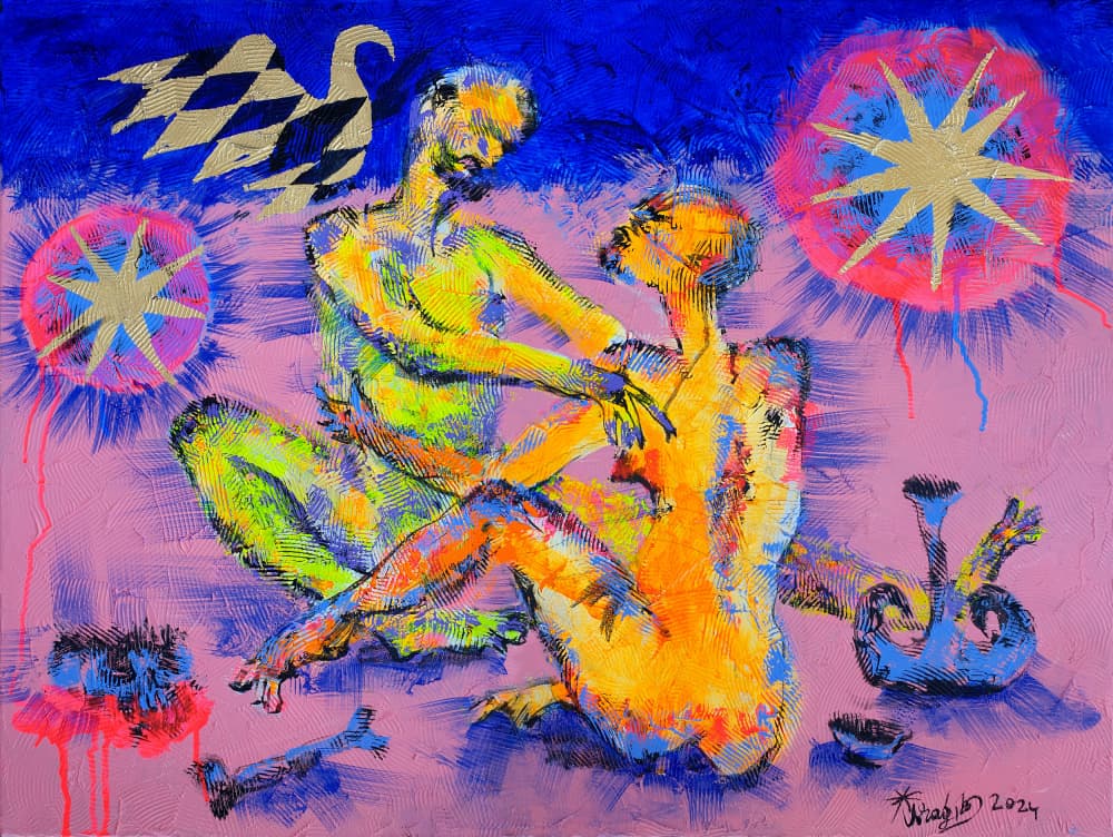 Vibrant Intimate Embrace by Kanat Ibragimov — canvas wall art