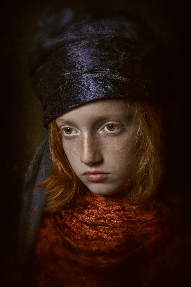 Pensive Redhead Portrait by Carola Kayen-Mouthaan — canvas wall art