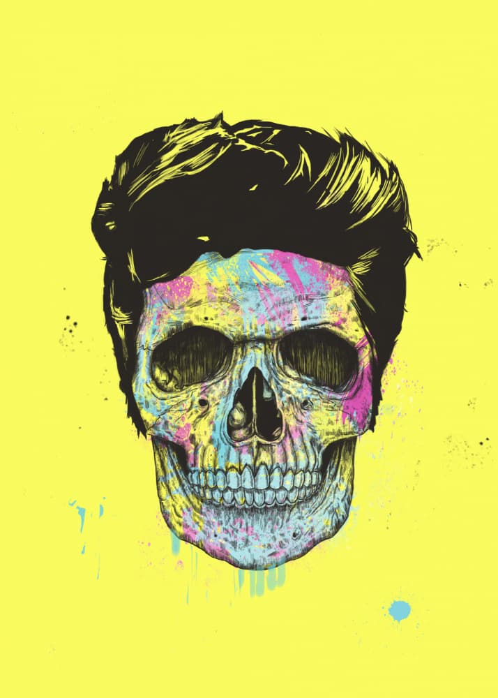 Vibrant Skull Art by Balazs Solti — canvas wall art