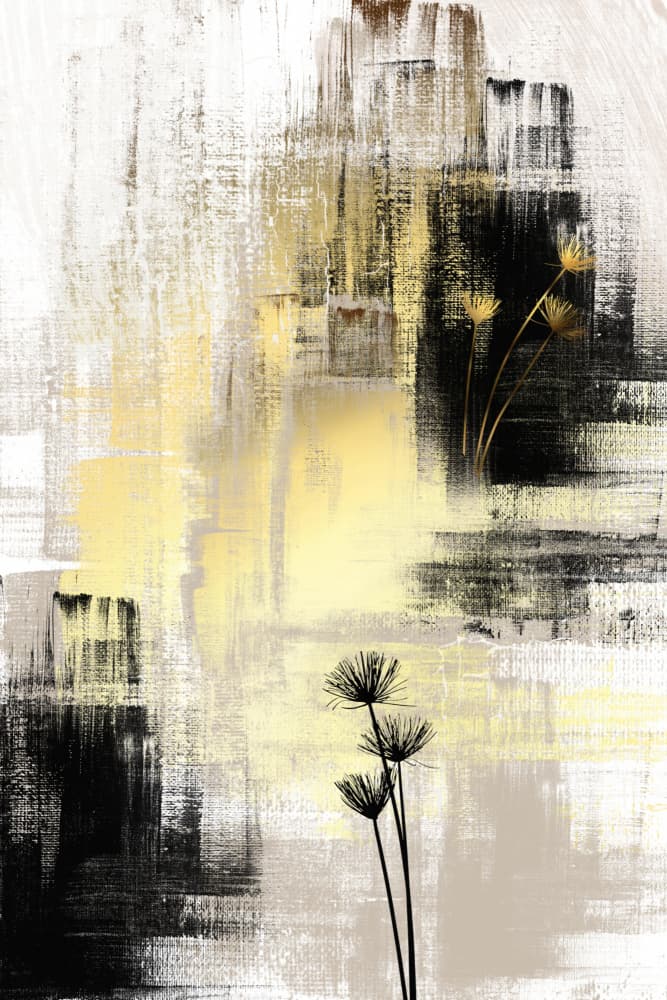Golden Abstract Bloom by Sally Ann Moss — canvas wall art