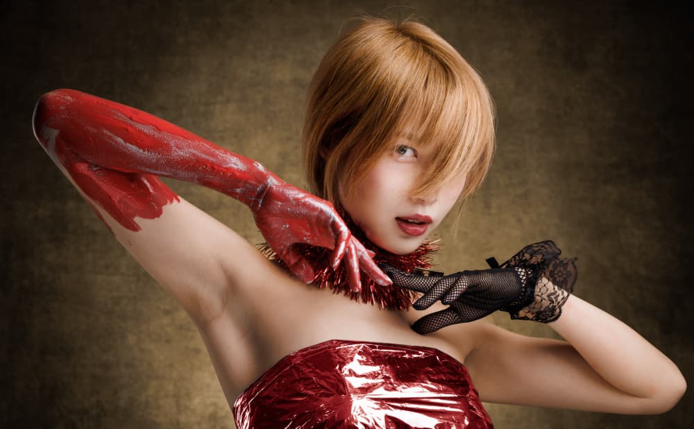 Red Glamour Portrait by Suguru Sumimoto — canvas wall art