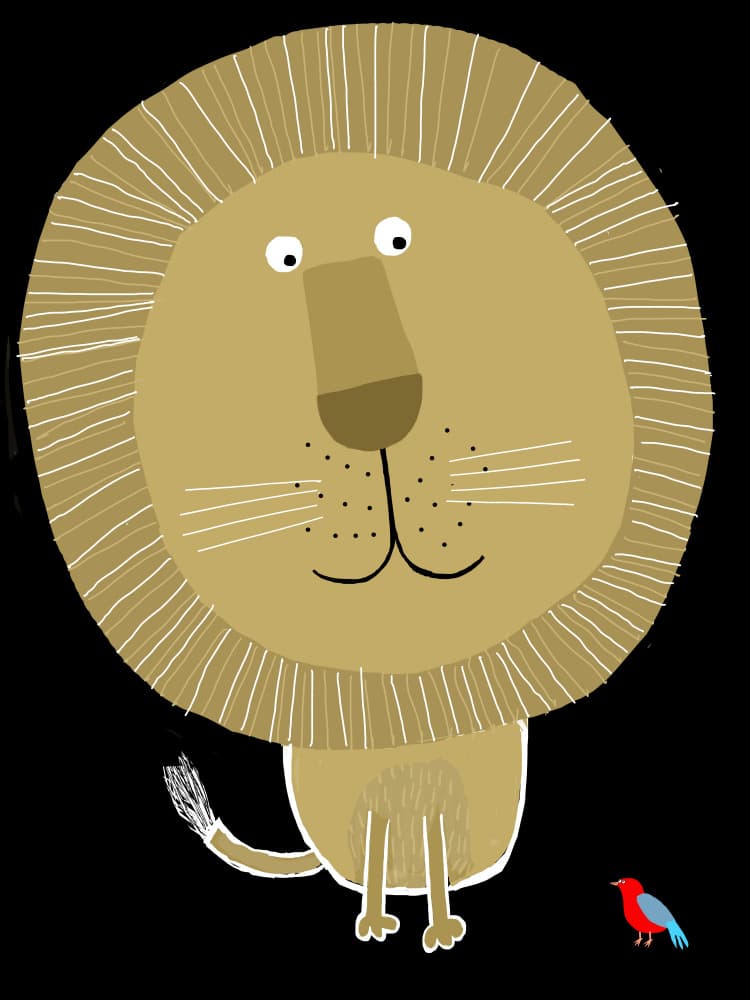 Friendly Lion And Bird by Carla Daly — canvas wall art