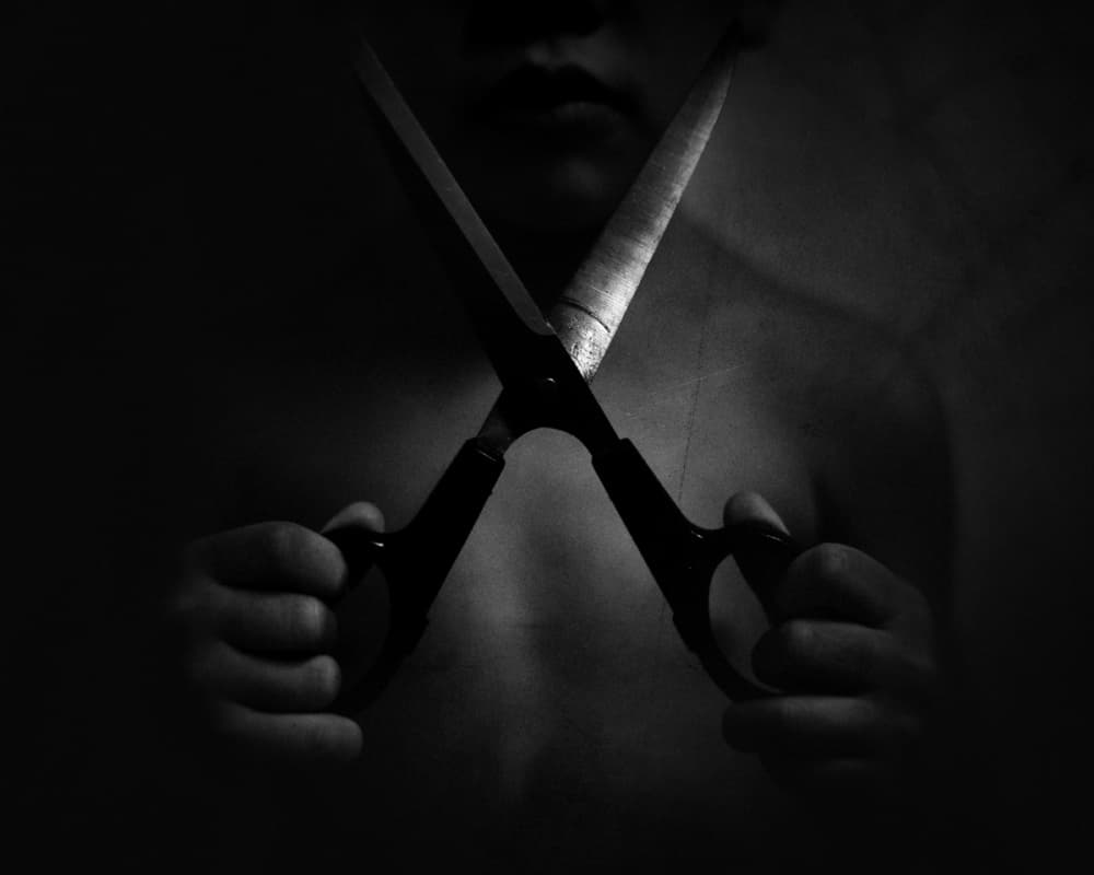 Shadowy Hands Scissors by Suhandi Jitir — canvas wall art