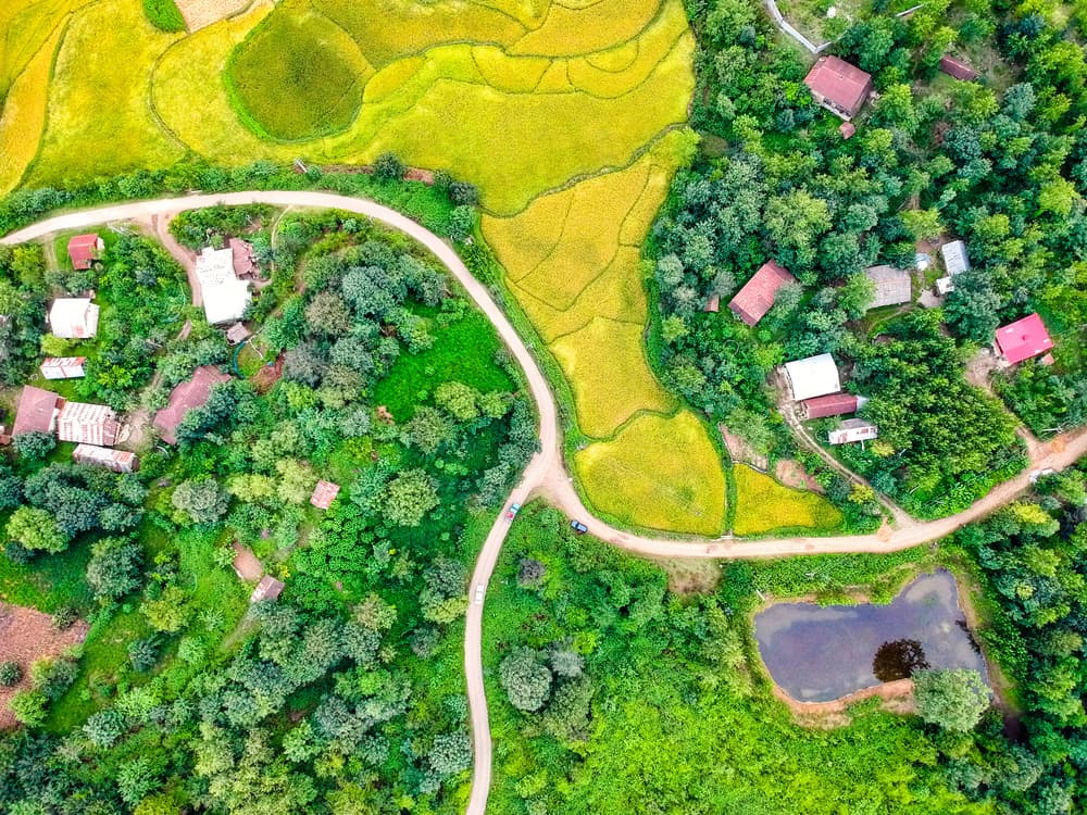 Rural Village Aerial View by Afshin Saeidinia — canvas wall art