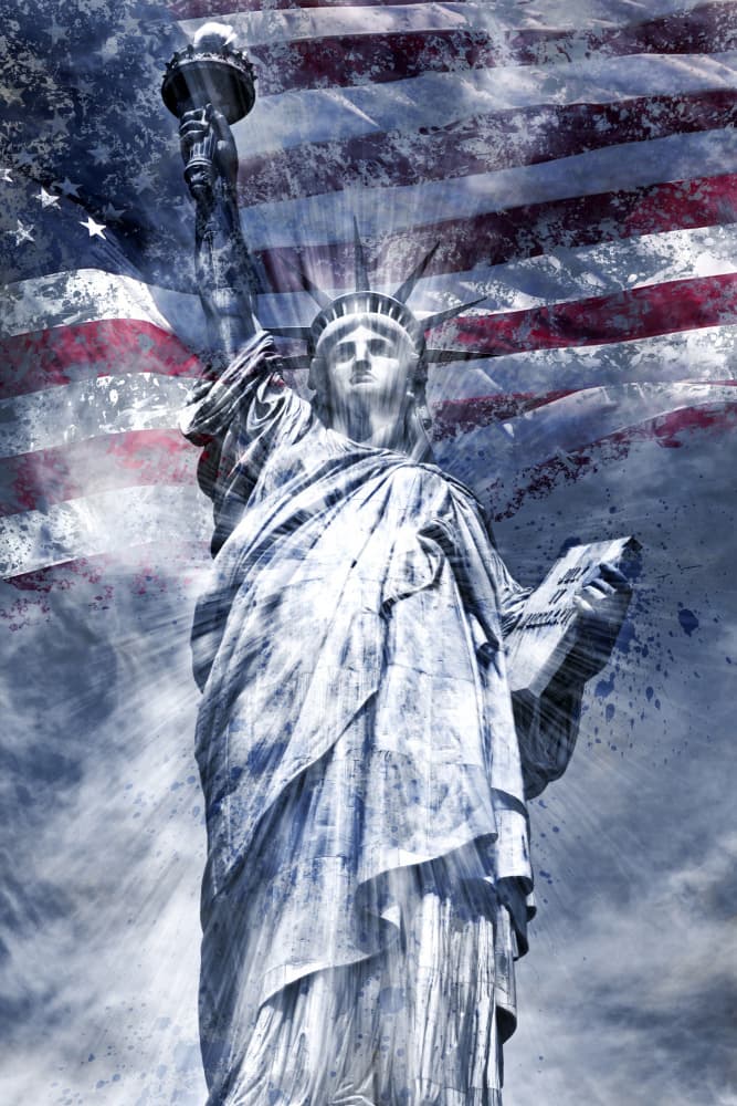 Patriotic Liberty Grunge by Melanie Viola — canvas wall art