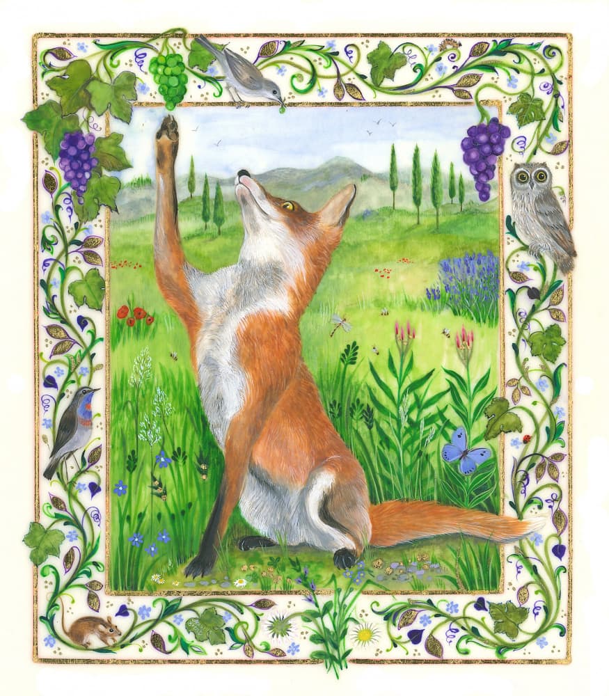 The Fox and the Grapes  Aesop's Fables by Isabelle Brent — canvas wall art