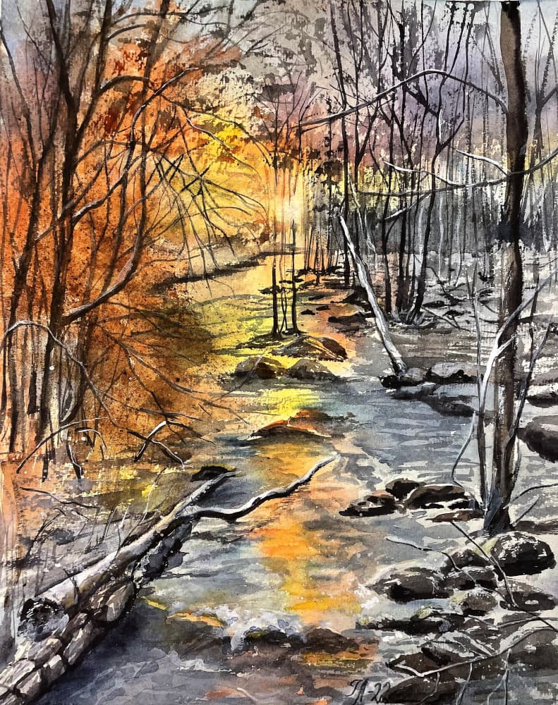 Autumn Winter Stream by Tanya Lundmark — canvas wall art