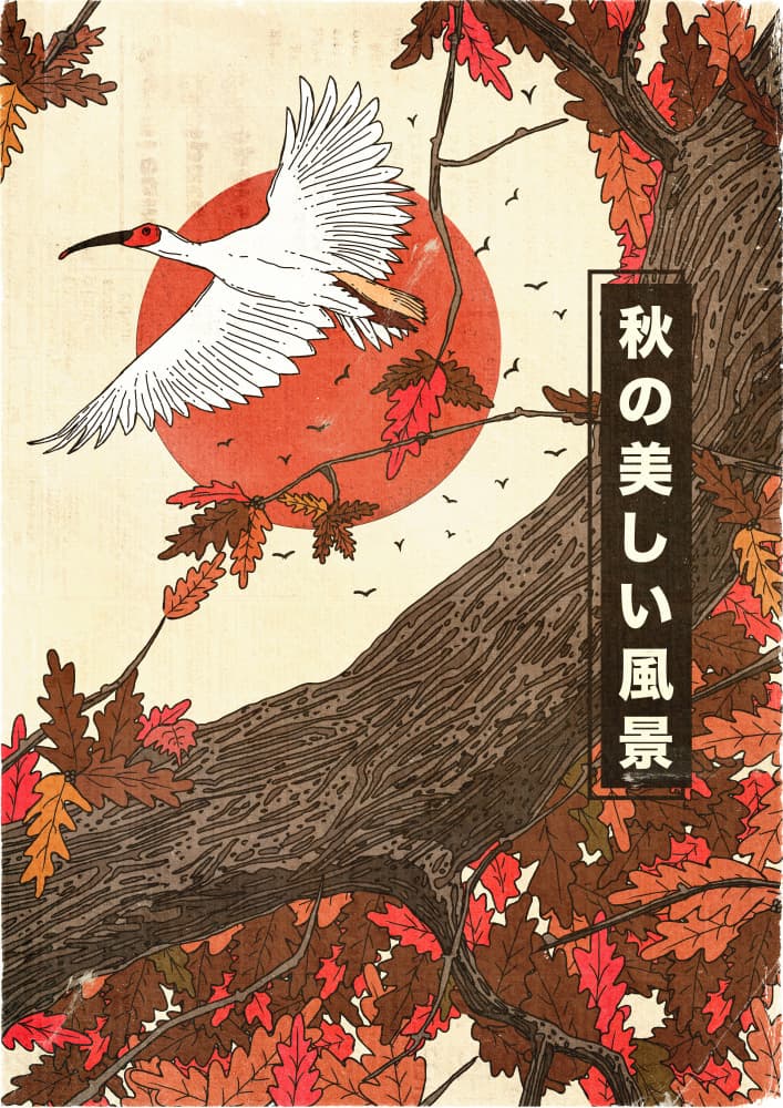 Autumn Flight Red Sun by Nicholas — canvas wall art