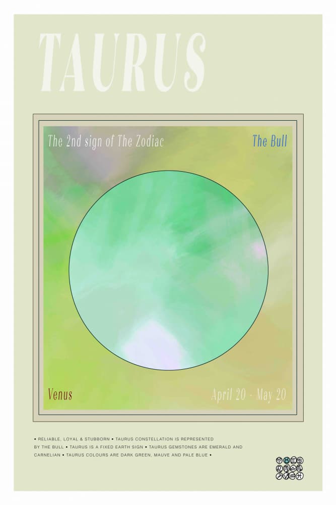Taurus Zodiac Sign by casa cartissi — canvas wall art