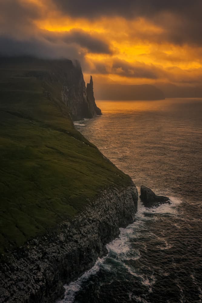 Golden Faroe Cliffs by Lydia Jacobs — canvas wall art
