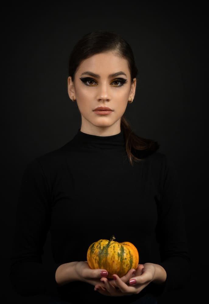 Golden Eyed Halloween Portrait by Mihai Bogdan R — canvas wall art