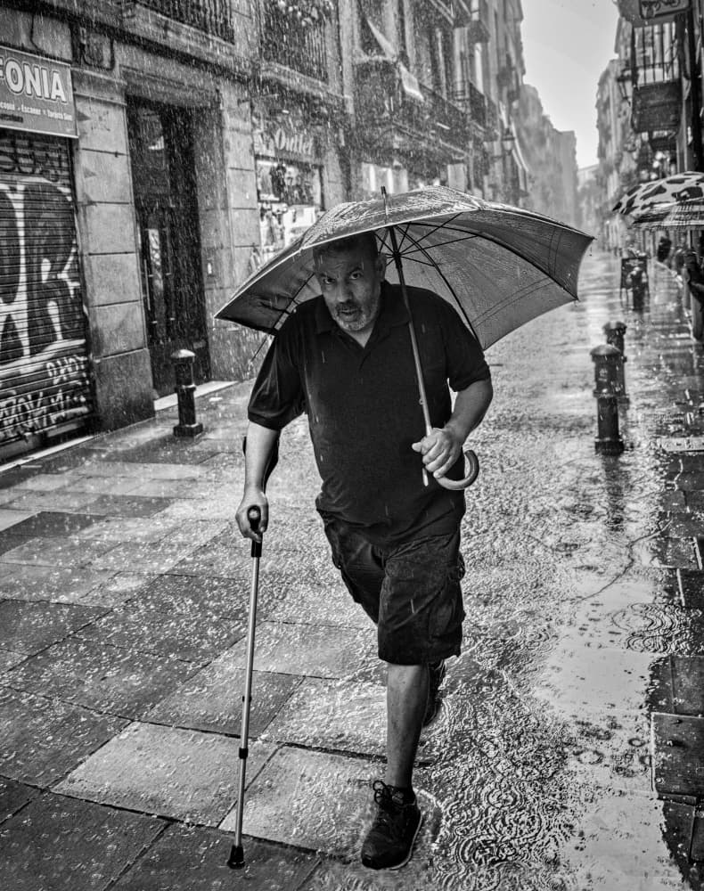 Man Walking In Rain by Milan Uhrin AFIAP AZSF — canvas wall art