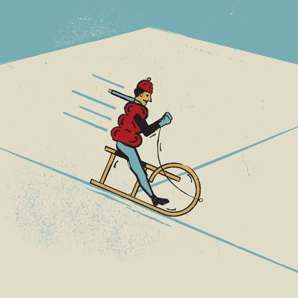 Speedy Winter Sledding by The Creating Mind — canvas wall art