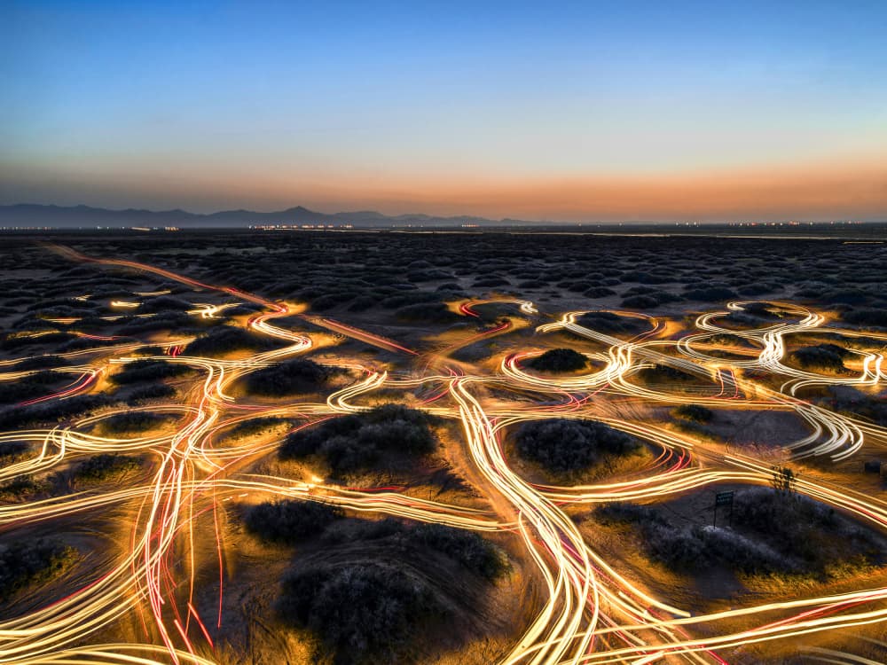 Night Desert Trails by Abbas Arabzadeh — canvas wall art
