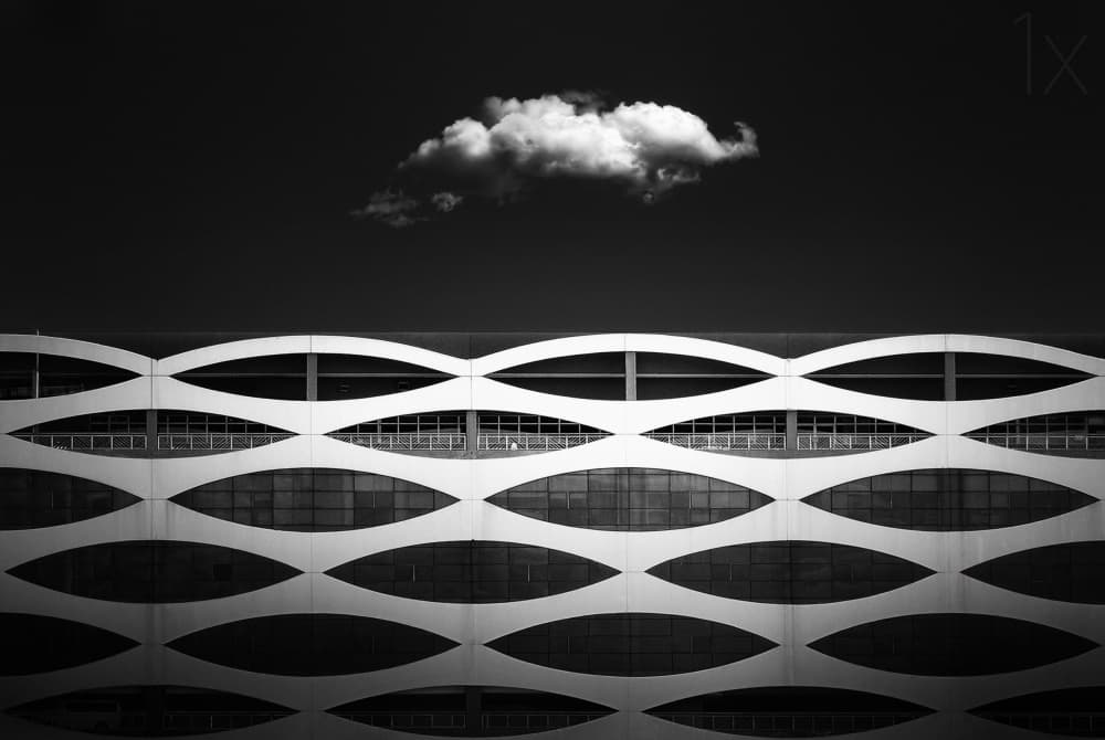 Modern Building Cloud Sky by Akira TAKAUE — canvas wall art